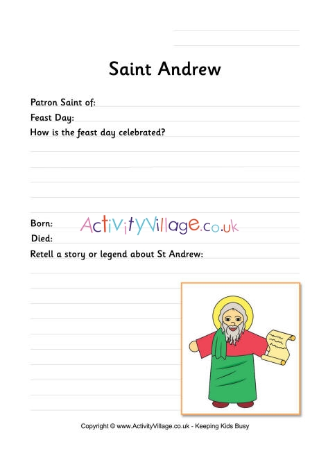 Saint Andrew worksheet 