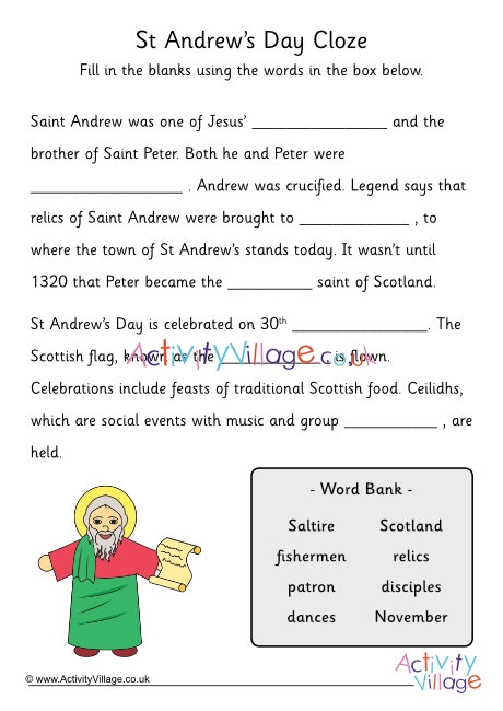 St Andrew's Day cloze