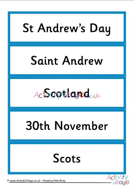 St Andrew's Day word cards