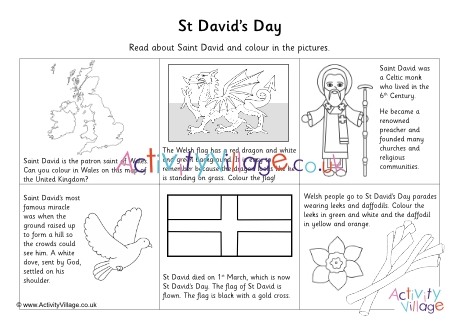 St David's Day read and colour