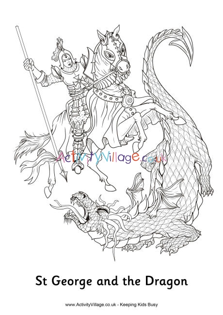 St George and the dragon colouring page