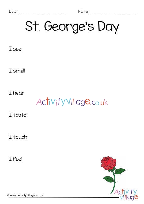 St Georges Day Sensory Poem Planning Sheet