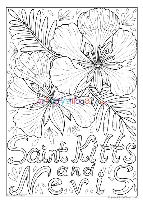 St Kitts and Nevis national flower colouring page