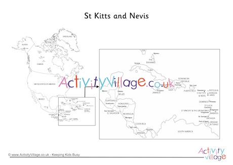 St Kitts and Nevis On Map Of North America