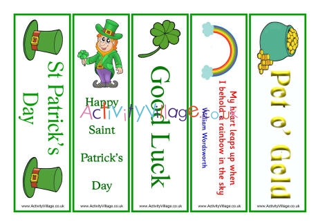 St Patrick's Day bookmarks
