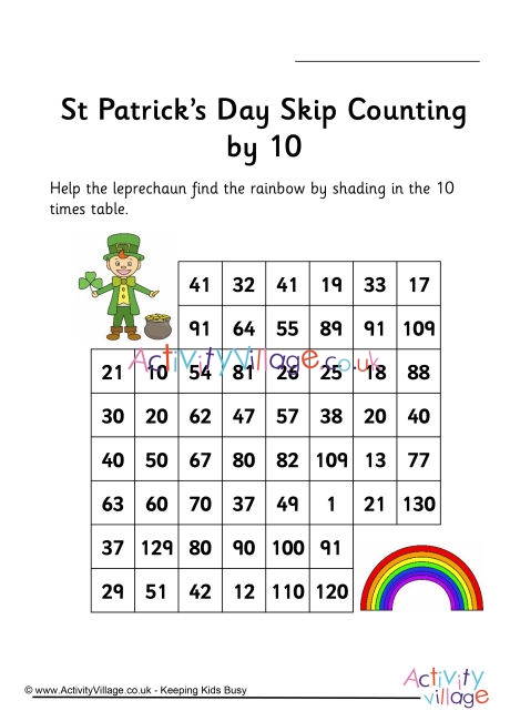 St Patrick's Day stepping stones - skip counting by 10