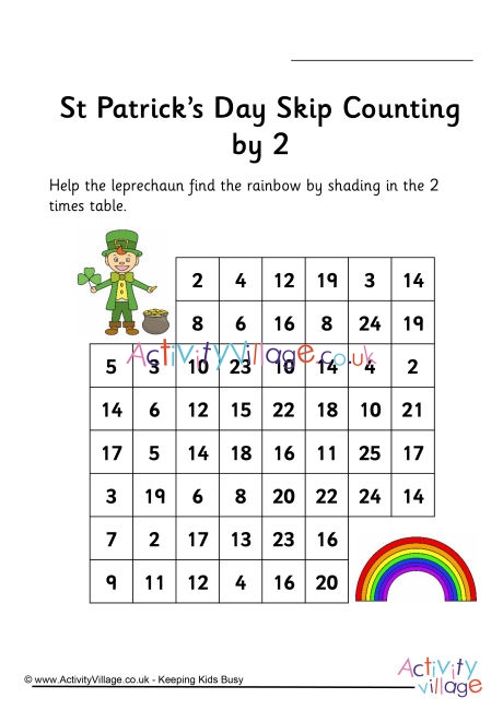 St Patrick's Day stepping stones - skip counting by 2