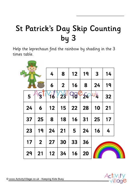 St Patrick's Day stepping stones - skip counting by 3