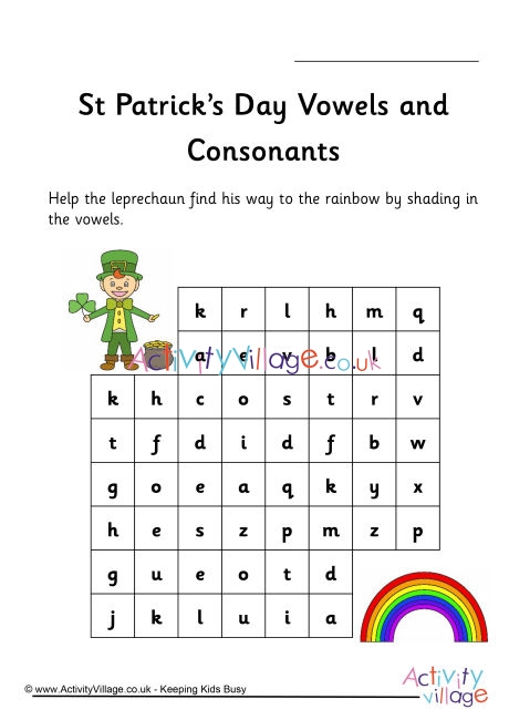 St Patrick's Day stepping stones - vowels and consonants