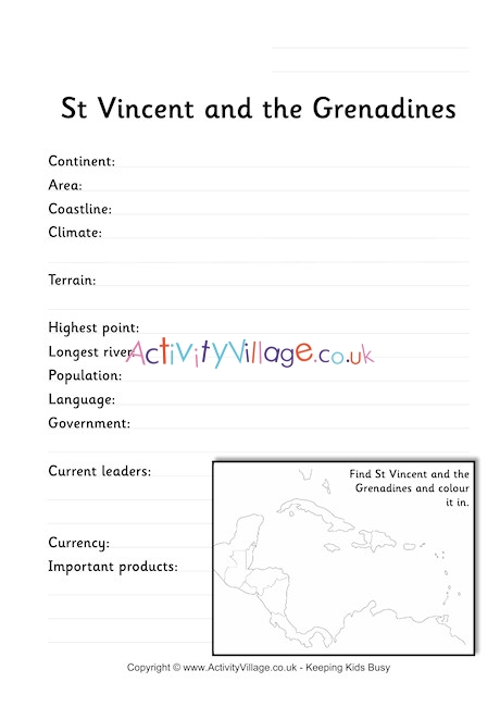 St Vincent and the Grenadines Fact Worksheet