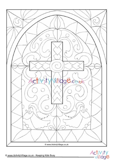 Stained glass window colouring page