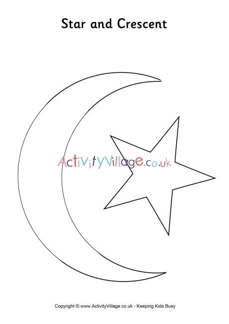 Star and Crescent colouring page