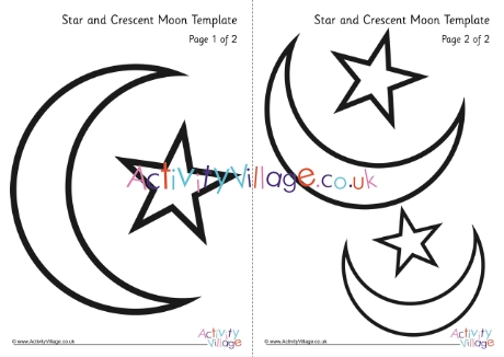 Star and crescent moon template