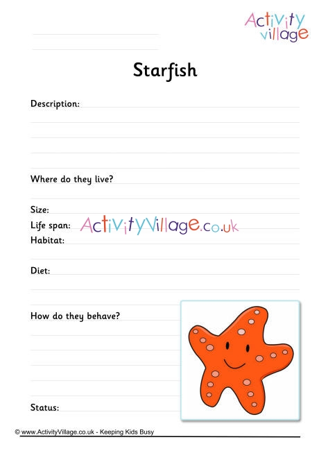 Starfish Worksheet