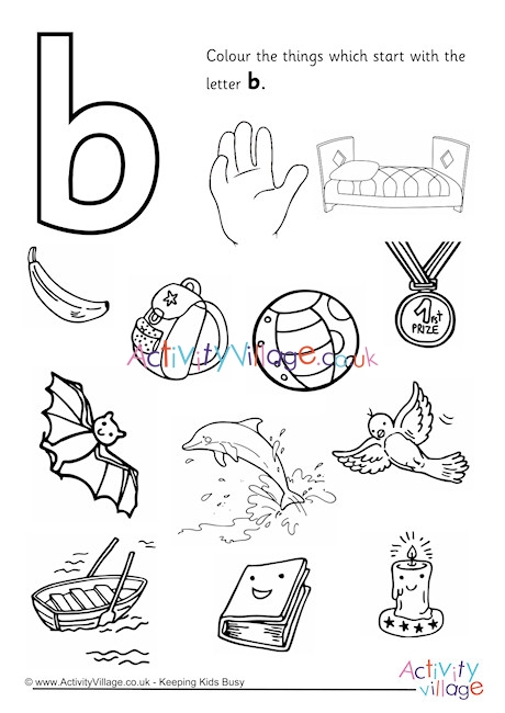 Start With The Letter B Colouring Page