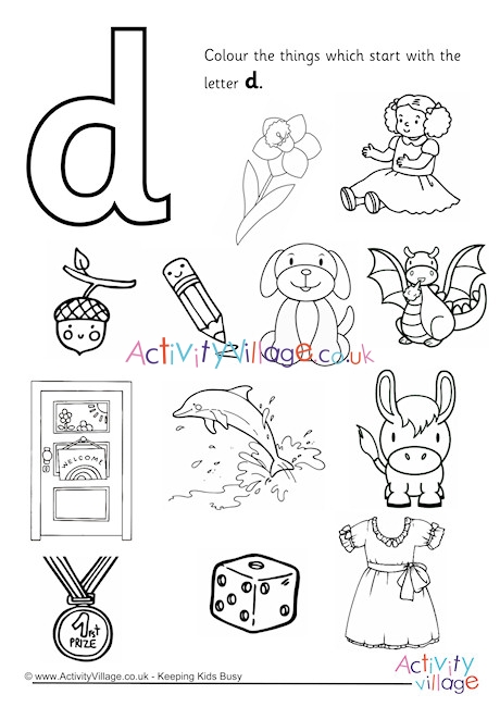Start With The Letter D Colouring Page