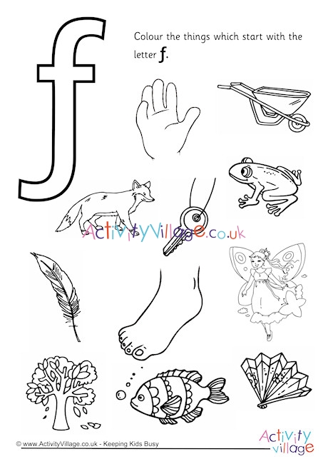 Start With The Letter F Colouring Page