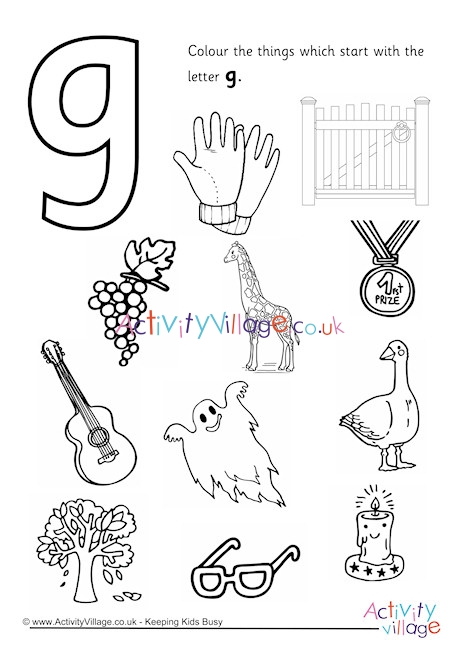 Start With The Letter G Colouring Page