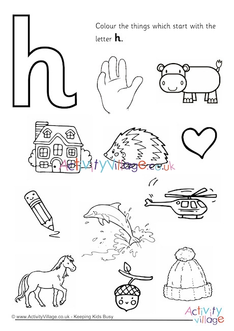 Start With The Letter H Colouring Page