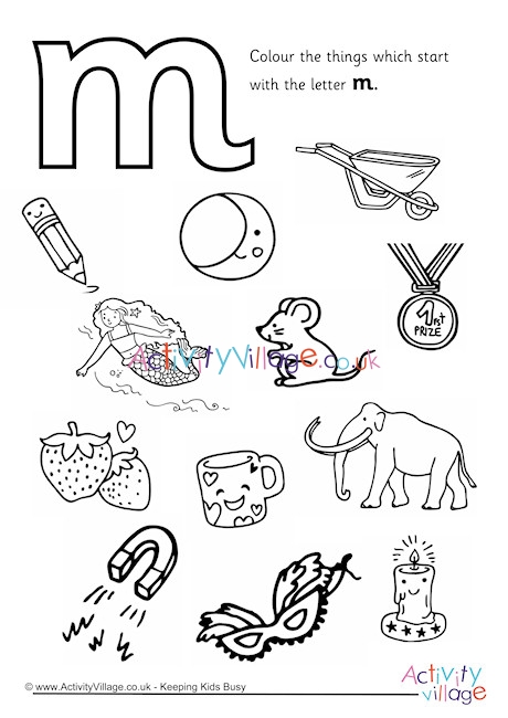 Start With The Letter M Colouring Page