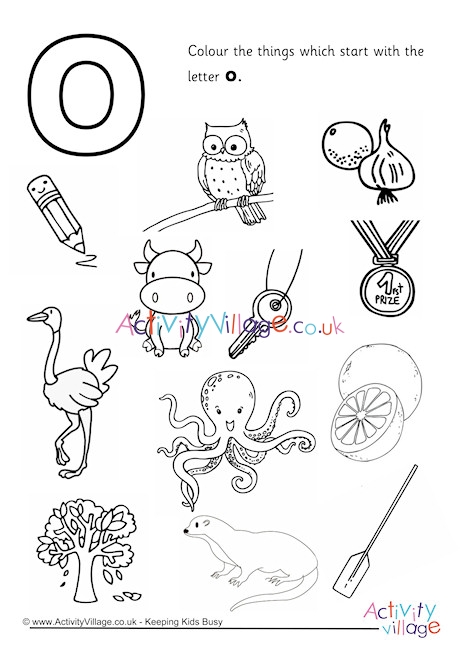 Start With The Letter O Colouring Page