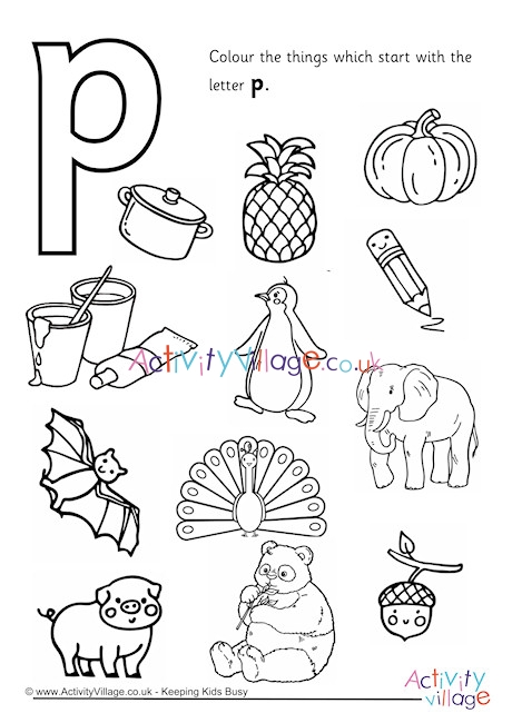 Start With The Letter P Colouring Page