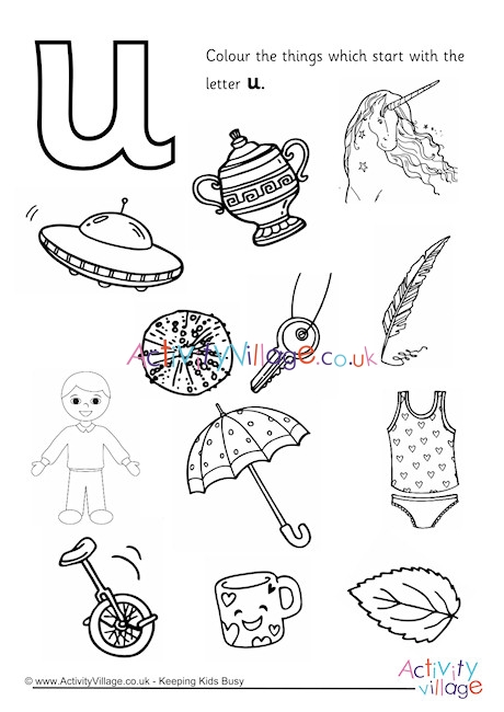 Start With The Letter U Colouring Page