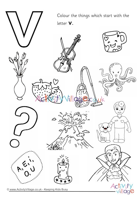 Start With The Letter V Colouring Page