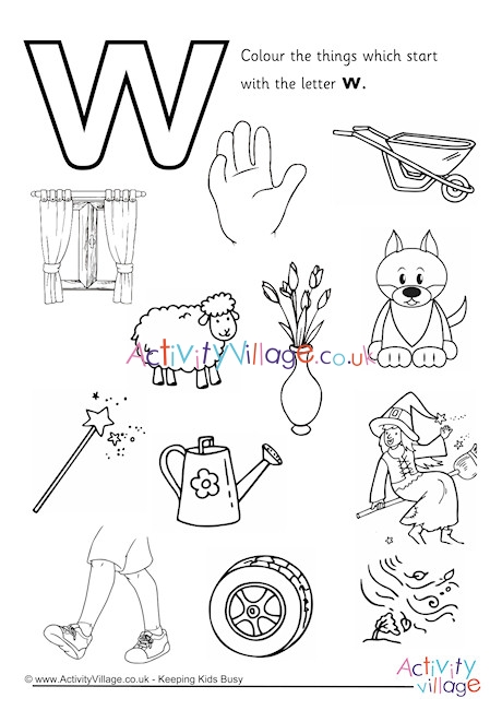 Start With The Letter W Colouring Page