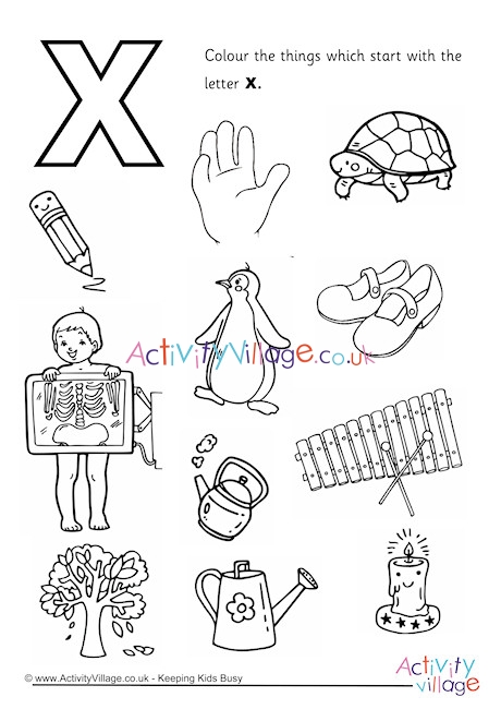 Start With The Letter X Colouring Page