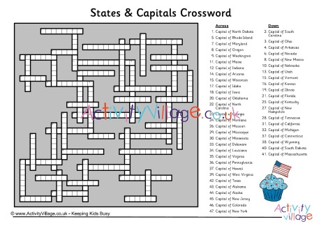 States and capitals crossword