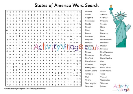 States of America word search