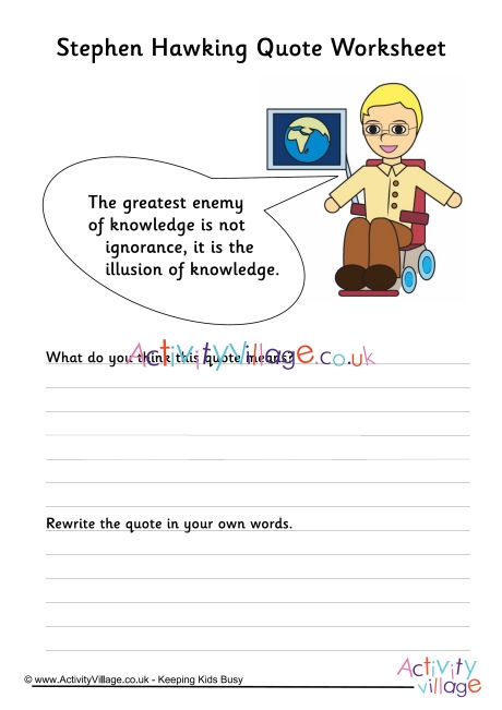 Stephen Hawking quote worksheet