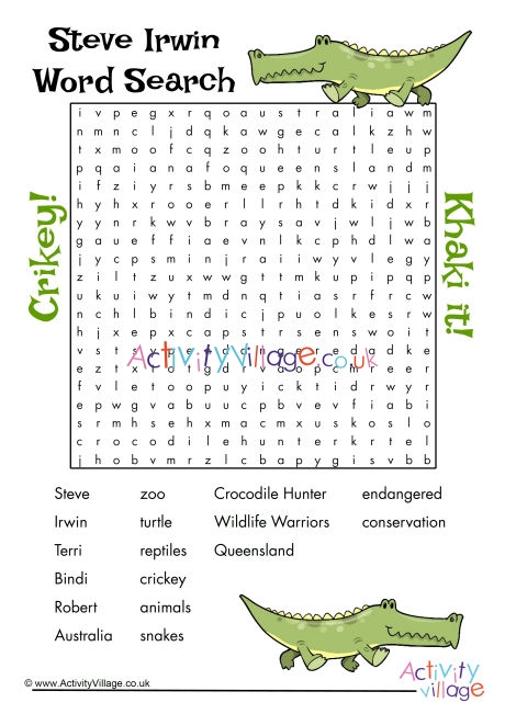 Steve Irwin word search