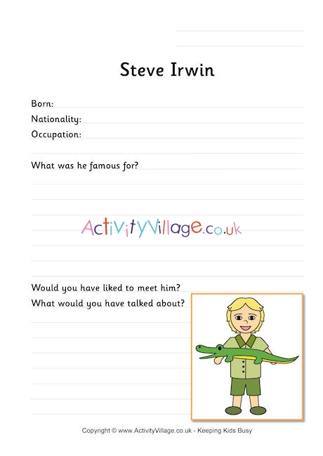 Steve Irwin worksheet