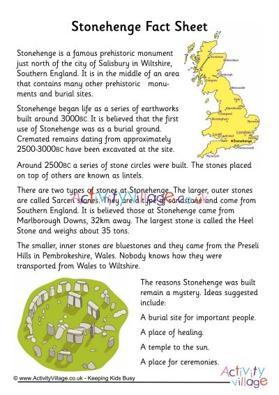 Stonehenge fact sheet