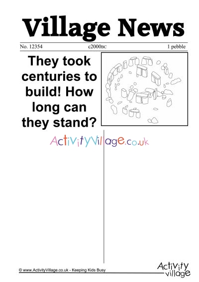 Stonehenge newspaper writing prompt - prehistoric