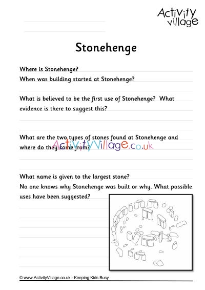 Stonehenge worksheet