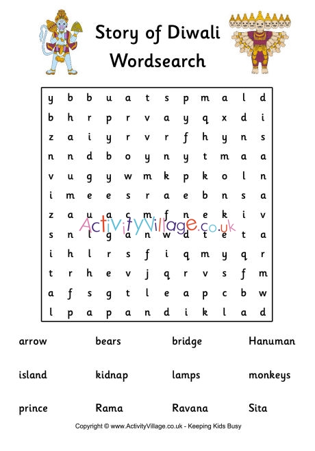 Story of Diwali word search