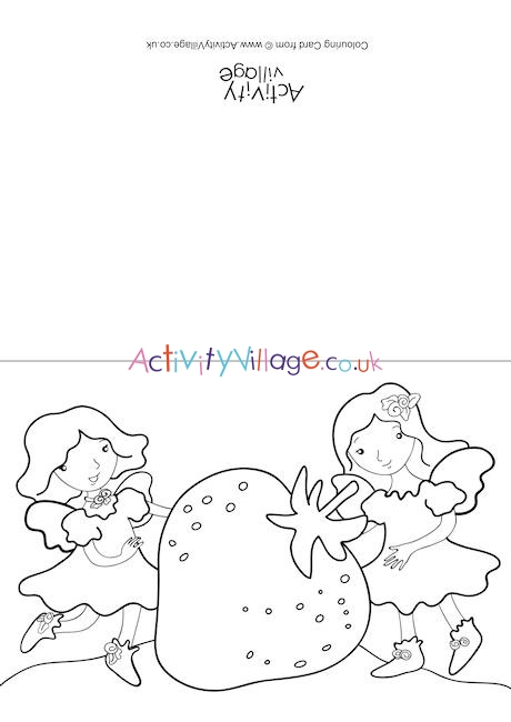 Strawberry Faries Colouring Card