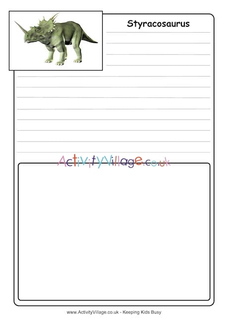 Styracosaurus notebooking page