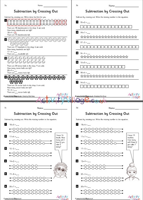 Subtraction by crossing out worksheet set 3