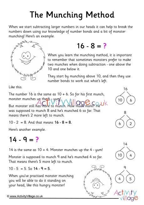 Subtraction with the munching method explanation