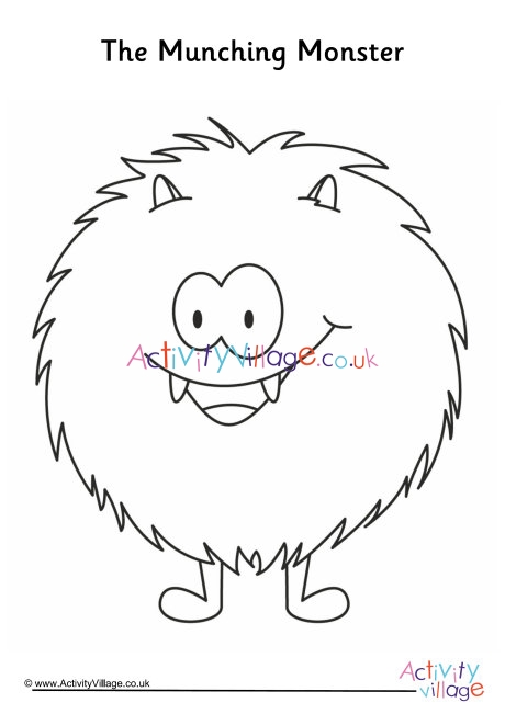 Subtraction with the munching method monster colouring page