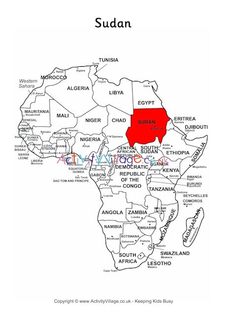 Sudan on map of Africa