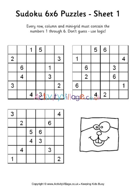 Sudoku 6x6 puzzle 1