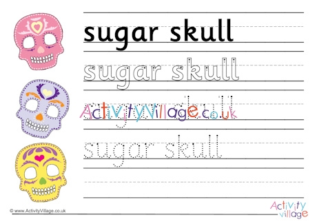 Sugar Skull handwriting worksheet