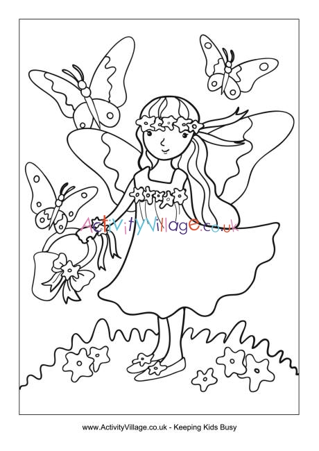 Summer fairy colouring page