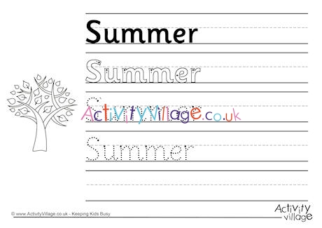 Summer handwriting worksheet 2
