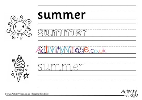 Summer handwriting worksheet